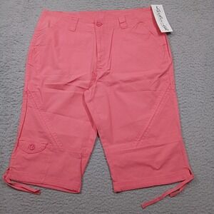 Lulu-B Women's Pink Capri Pants Size 12 Cotton Stretch Drawstring Hem NWT
